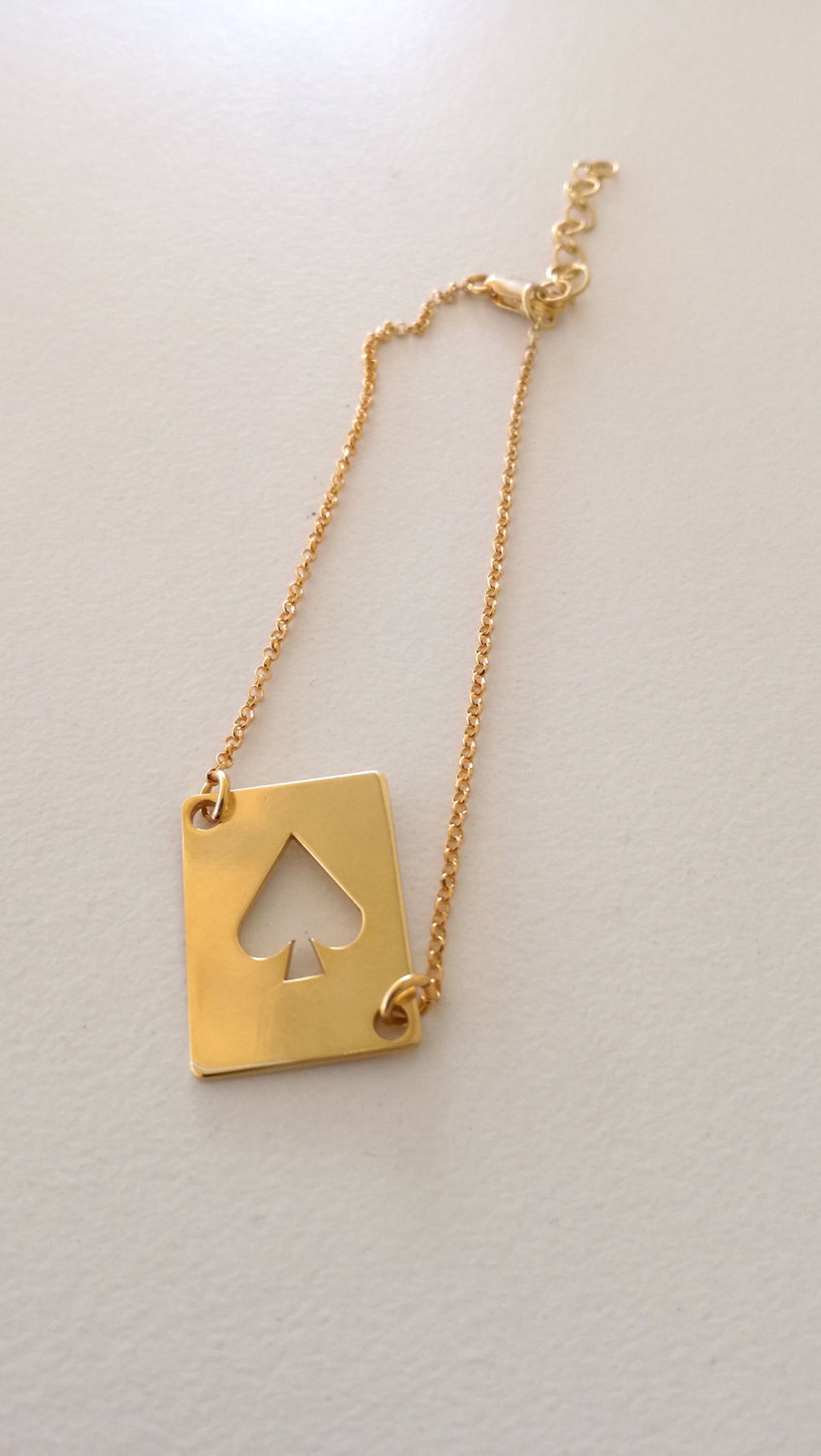 Gold Poker Bracelet, 18k Poker Chain Bracelet, Gold Poker Bracelet