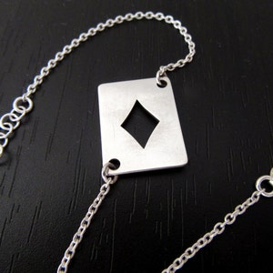 Diamant de costume de poker | Bracelet diamant poker carte symbole | Cadeau poker | Coeurs bijoux en argent | Bracelet diamant de symbole | diamant 925 carte à jouer