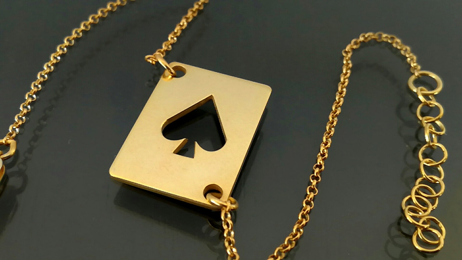 Gold Poker Bracelet, 18k Poker Chain Bracelet, Gold Poker Bracelet