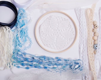 DIY dream catcher kit do it yourself Own unique home decor Handmade Crafts kids room decoration Gift for you Crochet doily needlework