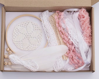 DIY dream catcher kit do it yourself Own unique home decor Handmade Crafts kids room decoration Gift for you Crochet doily needlework