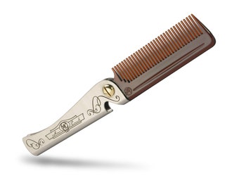 Man Comb 'Orginal' /Bottle Opener (brown/black/green). The ultimate tool for your hair, beard and beer. Men's Gift