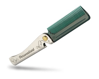 Personalised Man Comb. Gift for men. Folding Comb and bottle opener. Pocket Comb. Men's Gift