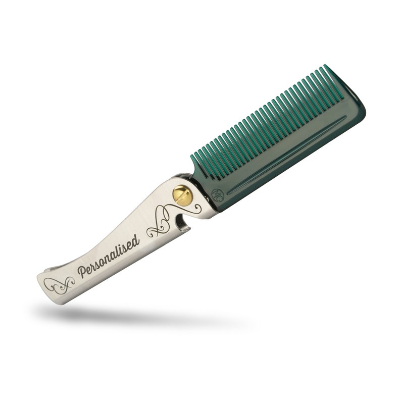 Personalised Man Comb. Gift for men. Folding Comb and bottle opener. Pocket Comb. Men's Gift image 1