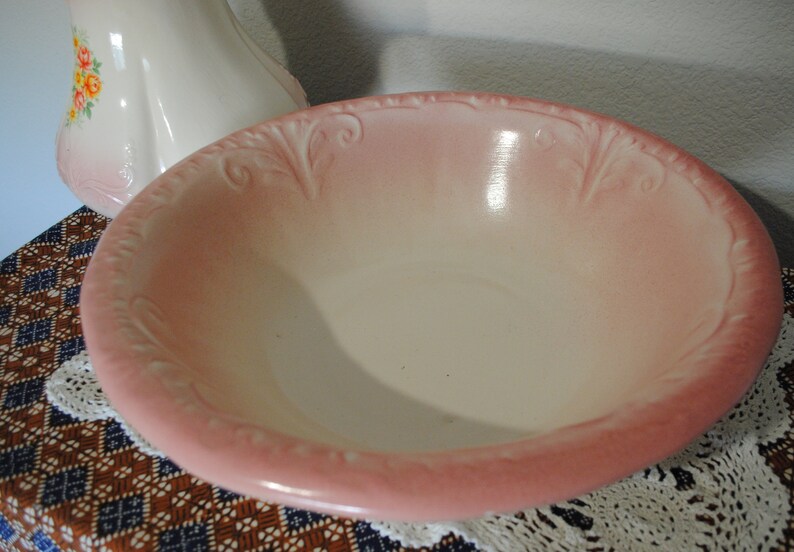 Ceramic Pitcher and Bowl Set pink With Flowers Etsy