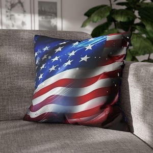 Patriotic Throw Pillow Cover, USA Flag Decor, Stars & Stripes Home Accent, Unique July 4th Gift, Memorial Day, Independence Day Pillow Cover