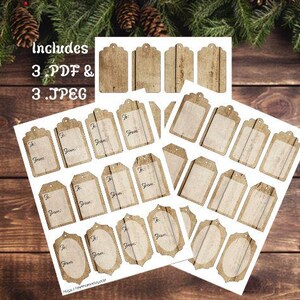 Tablas de madera Tablones Madera Etiquetas de regalo Cumpleaños Navidad Yule Descarga digital únicamente