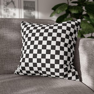 Chic Black and White Checkerboard Pillowcase, Modern Home Decor, Stylish Accent Throw Pillow Cover, Artful Cushion Gift, Housewarming Gift