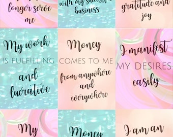 9 printable Wealth Affirmation cards