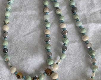 Mariner's compass necklace with semi precious beads