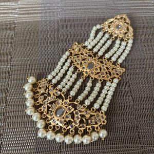 Indian jhumar Hyderabadi jewelry pearl bead stones tikka passa Pakistani designer jewellery Adaa Jewels Nizam gold plated