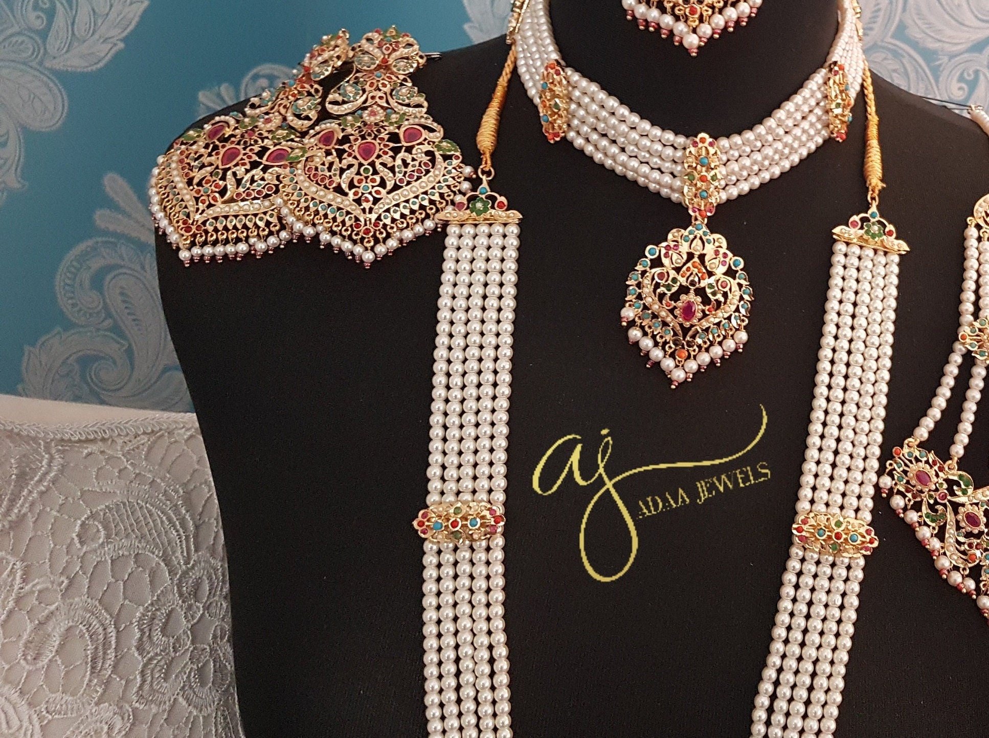 Rani Haar Pearl Necklace Set Statement 