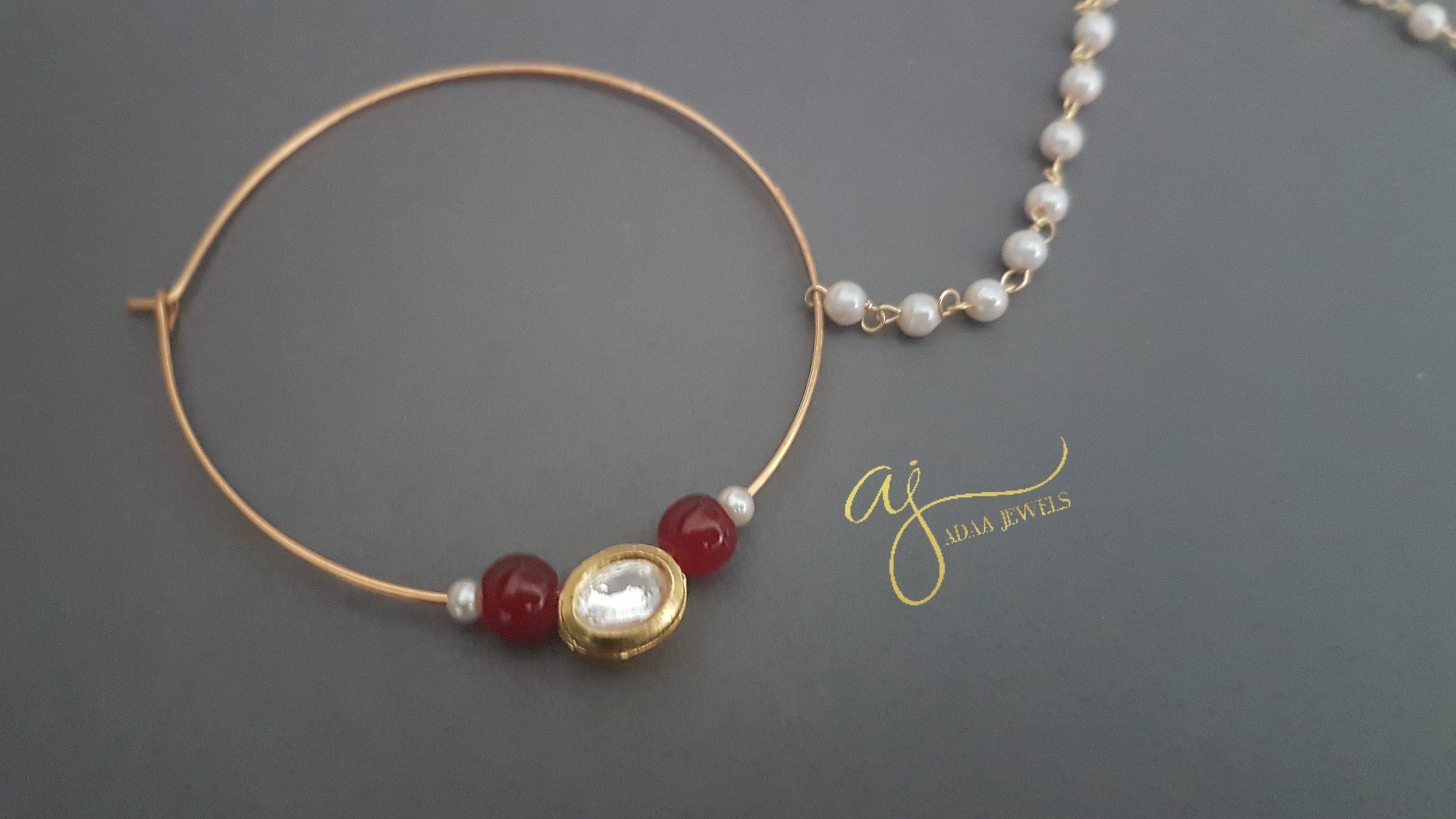 Sabyasachi jewelry Indian nose ring nath hoops gold red plated Adaa Jewels  Pakistani designer bridal jewelry handmade personalised kundan