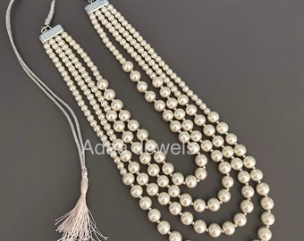 Indian Jewelry, groom necklace, Rani haar, pearl mala, unisex, sabyasachi men,  groom jewellery, haar, pakistani jewellery, Adaa Jewels