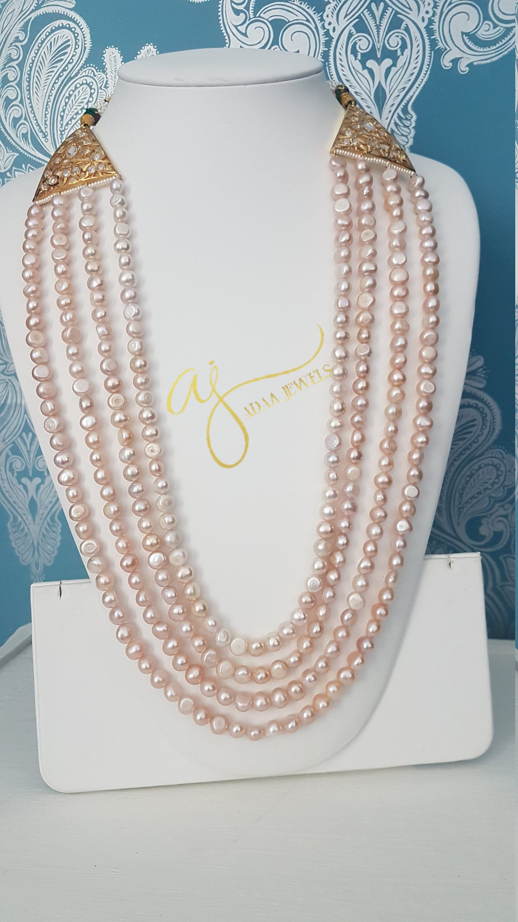 Hyderabadi Pearl Necklace Indian Jewelry Wedding Haar Pakistani Jewellery Genuine Freshwater Pearls Long Necklace Adaa Jewels sabyasachi Men