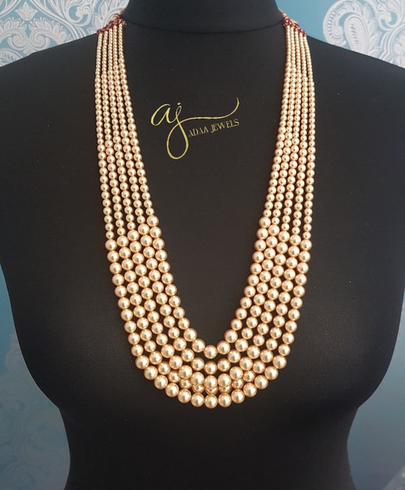 Indian Jewelry Rani Haar Mala Unisex Swarovski Pearls Necklace Sabyasachi Groom Jewellery Haar Pakistani ADAA Jewels Nizam Groom Jewellery