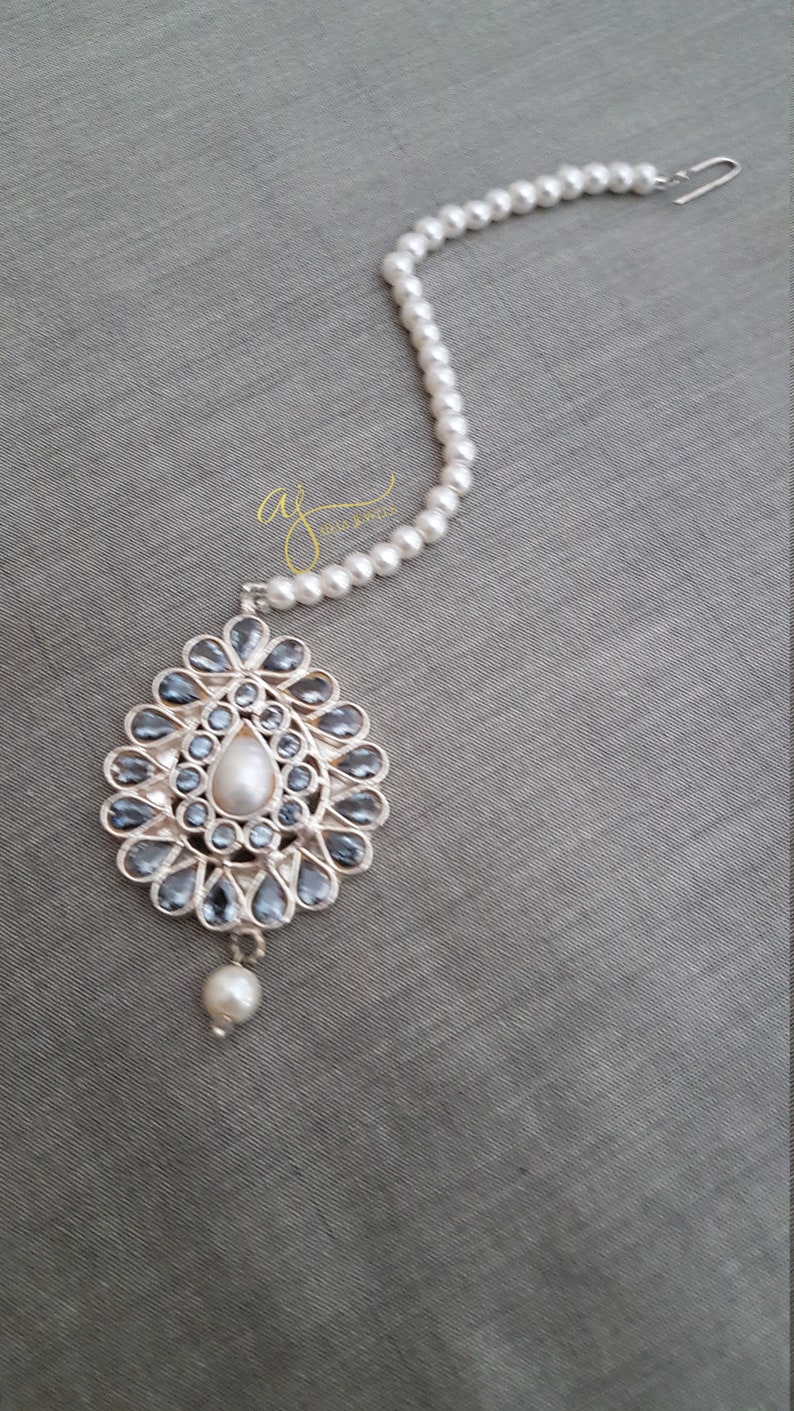 Sabyasachi Jewelry Silver Tika Maang Tikka Pearls Designer Etsy