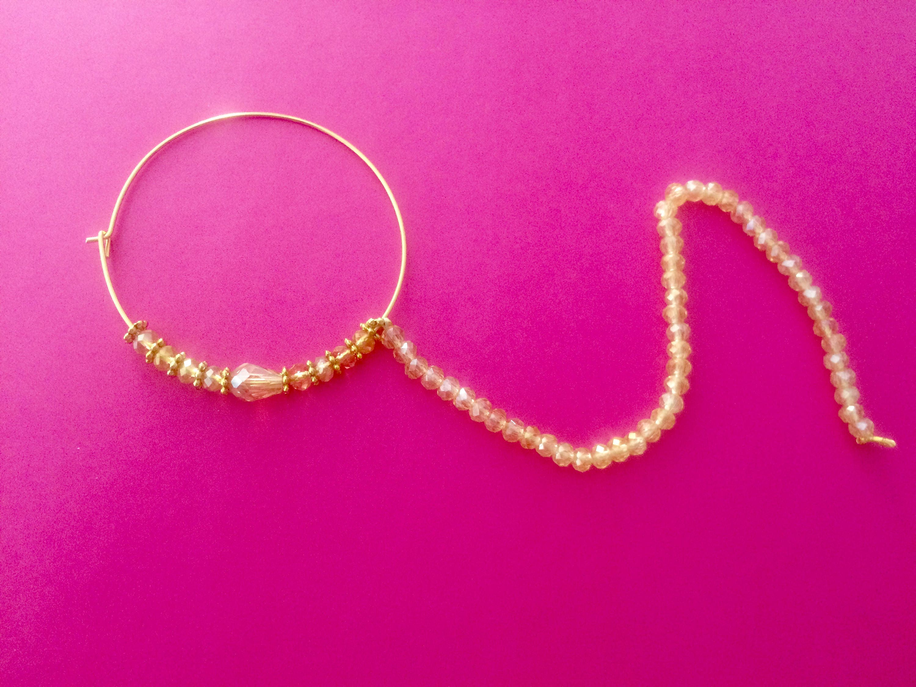 Pink Bead Indian Bridal Nose Ring Chain Gold Plated Hoop Nath Piercing  Jewelry | eBay