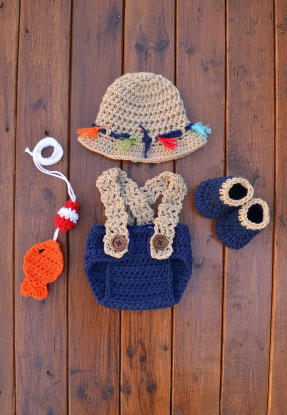 Baby Fishing Outfit Newborn Fisherman Outfit Fisherman Photo Prop Baby  Fisherman Crochet Fishing Outfit Boy Fishing Hat Gone Fishing Set 