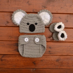 Baby Koala Bear Hat: Diaper Cover & Booties