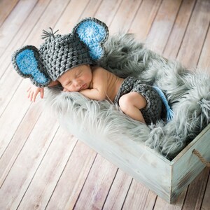 Newborn Baby Elephant Outfit Costume, Newborn Boy Photo Outfit, Baby Boy Elephant Set Baby Elephant Hat Baby Elephant Set Crochet Animals