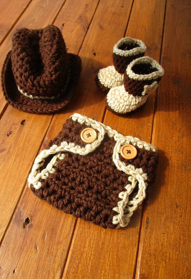 Newborn Cowboy Outfit Cowboy Hat and Boots Set Cowboy Outfit For Baby Cowboy Boots Cowboy Baby Shower Cowboy Photo Prop Boy Cowboy Clothes Photo 2