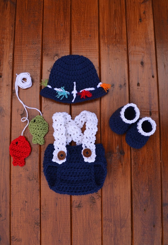 Newborn Fishing Outfit Baby Fishing Outfit Baby Crochet Baby