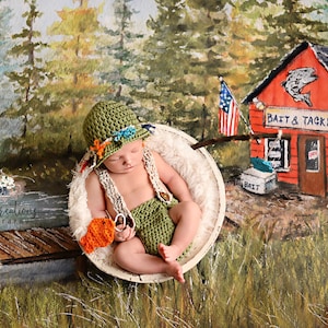 Crochet Baby Boy Fisherman Set/crochet Newborn Baby Fisherman Hat