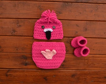 Baby Flamingo Outfit, Crochet Outfit Flamingo, Flamingo Newborn Outfit, Flamingo Costume Newborn, Baby Halloween Outfit, Baby Photo Prop