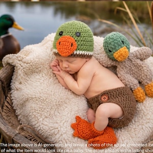 Crochet Baby Duck Outfit, Newborn Costume, Photo Prop
