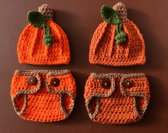 Baby Pumpkin Outfit, Pumpkin Outfit for Newborn, Crochet Pumpkin Outfit, Newborn Pumpkin Crochet Outfit, Newborn Halloween Outfit