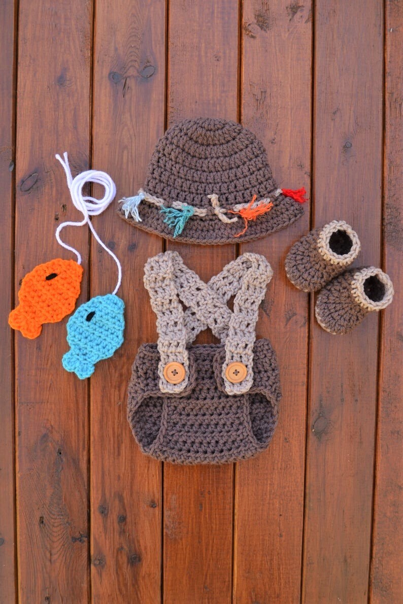 Newborn Fishing Outfit Crochet Fishing Baby Outfit Newborn Etsy