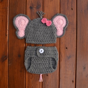 Baby Elephant Outfit, Crochet Elephant Outfit, Girl Elephant Outfit, Elephant Newborn Outfit, Elephant Costume Newborn, Newborn Photography