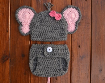 Newborn Baby Elephant Outfit Set Baby Elephant Costume Crochet Elephant Outfit Elephant Girl Pink Elephant Baby Photo Prop Baby Elephant Hat