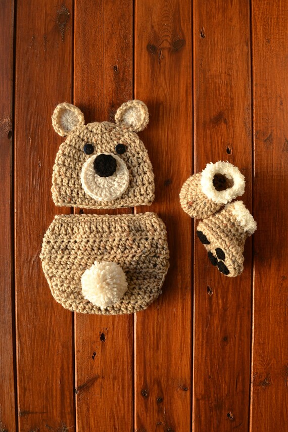 Crochet honey bear newborn outfit crochet newborn photo prop bear newborn photo prop