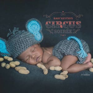 Crochet Elephant Set Baby Elephant Set Elephant Outfit For Baby Gray Baby Elephant Outfit Elephant Photo Prop Newborn Elephant Hat