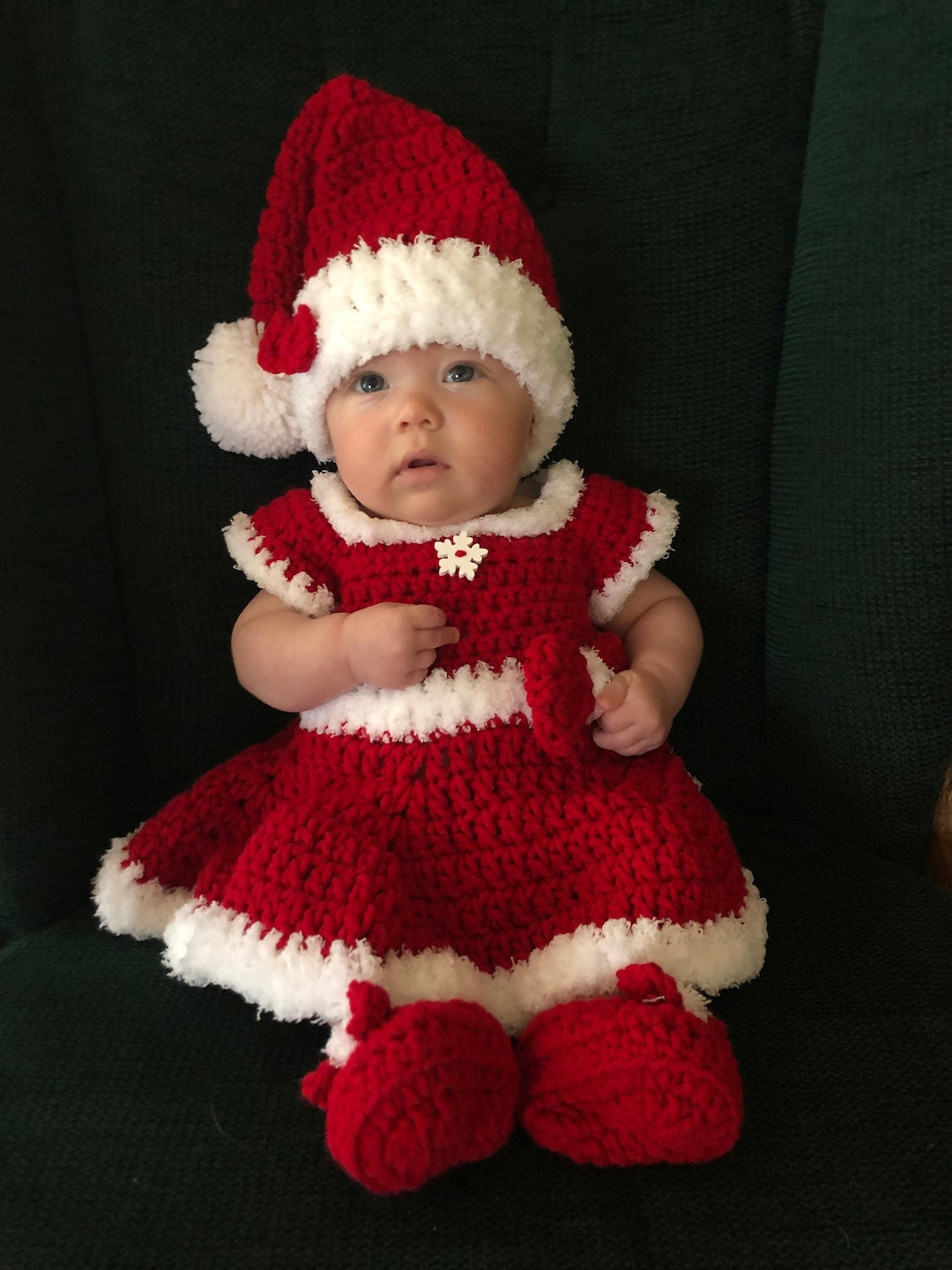 Tenue de Noël polaire rouge + Bonnet bébé fille 6 MOIS