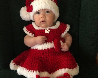 Baby Christmas Dress,  Baby Girl Christmas Outfit, Baby Santa Outfit, Baby Christmas Photography, Christmas Outfit Girl Christmas Props