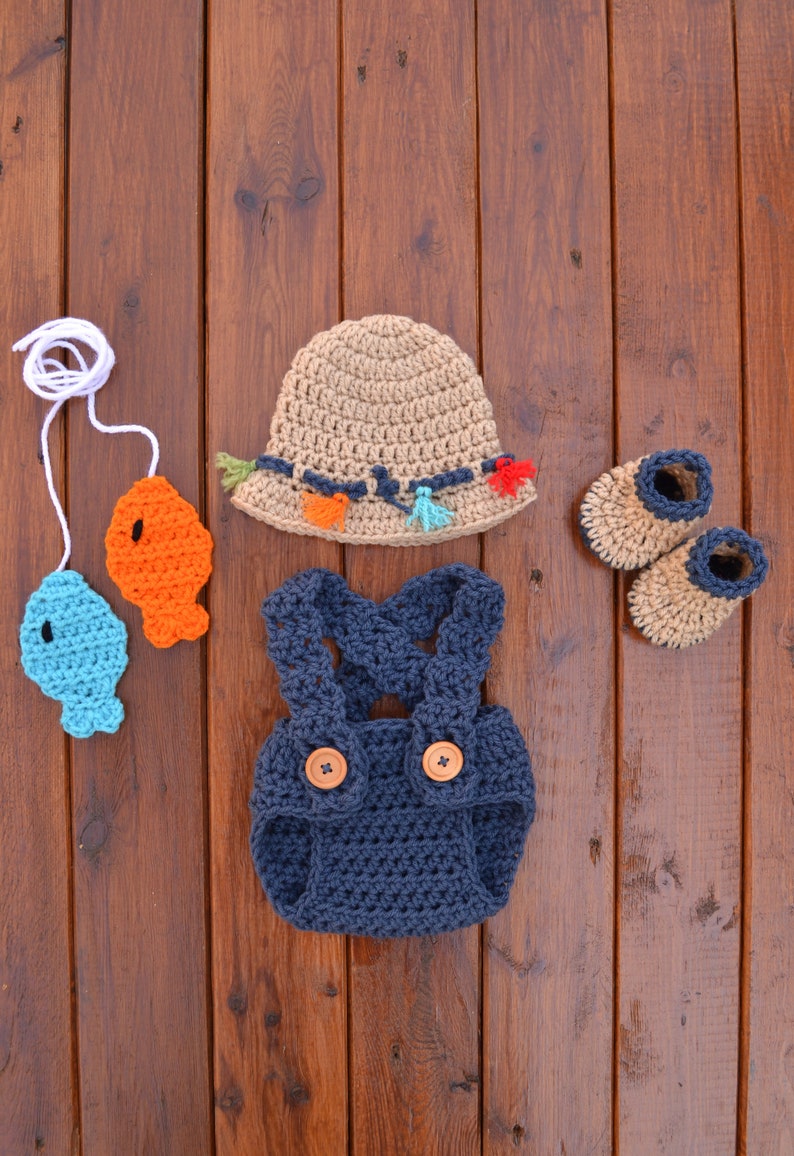 Newborn Fishing Outfit Baby Fishing Outfit Crochet Fishing Etsy