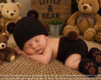 Crochet Baby Bear Outfit | Newborn Photo Prop