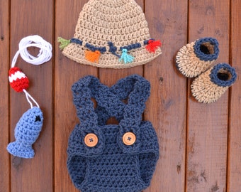 Newborn Fishing Outfit Baby Fishing Outfit Crochet Fishing Newborn