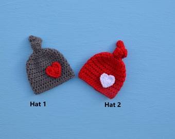 Valentine's Day Hat Crochet Valentine's Day Knot Heart Beanie Hat Infant Newborn Baby Handmade Photography Photo Prop Baby Shower Gift