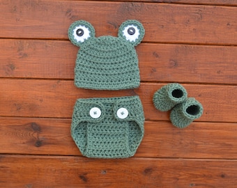 Baby Frog Outfit, Frog Baby Outfit, Newborn Baby Frog Outfit, Crochet Baby Frog Outfit, Newborn Photo Outfit, Frog Photography Prop
