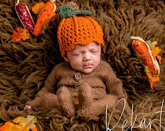 Baby Pumpkin Beanie Newborn Pumpkin Hat Baby Pumpkin Hat Boy Girl Newborn Pumpkin Crochet Baby Hat Newborn Photo Prop Baby Halloween Hat