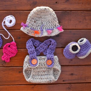 Newborn Fishing Outfit Girl Crochet Fishing Outfit Baby Girl Fishing Set Fishing Photo Prop Baby Girl Fishing Hat Newborn Photo Outfit image 4