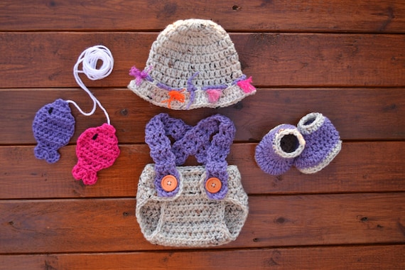 Newborn Fishing Outfit Girl Crochet Fishing Outfit Baby Girl