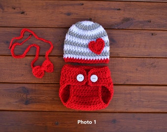 Baby Valentines Outfit Valentine's Day Photo Prop Newborn Boy Outfit Valentine's Day Outfit Newborn Valentine Crochet Valentine's Day Outfit