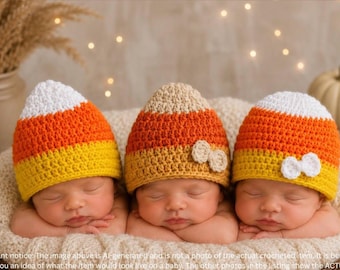 Crochet Candy Corn Baby Hat, Halloween Costume, Fall Beanie