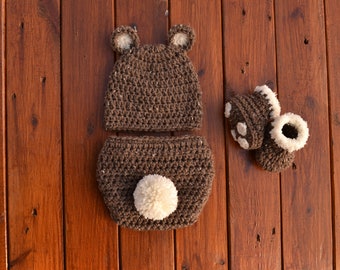 Baby Bear Outfit Newborn Bear Outfit Newborn Boy Photo Outfit Bear Crochet Photo Props Photography Prop Crochet Baby Outfit Baby Animal Set