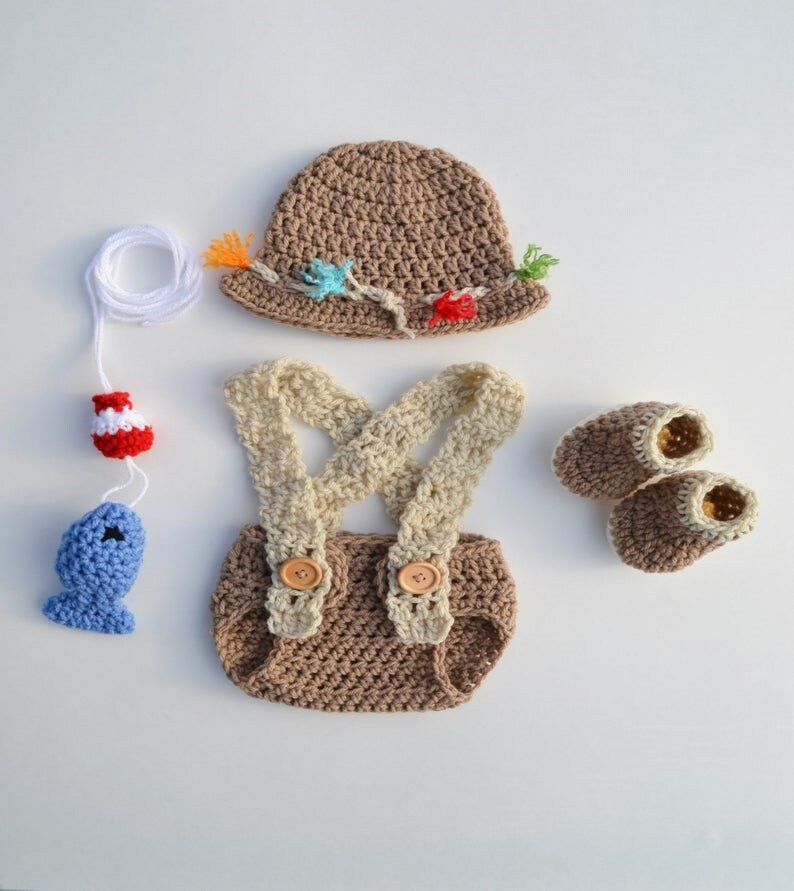 Newborn Baby Boy Fishing Fisherman Outfit Set Costume Fishing Etsy